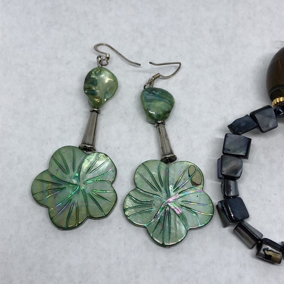 BUNDLE lot 2 beach coastal boho earrings shell artisan dangle drop long - Picture 5 of 6